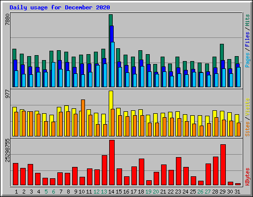 Daily usage for December 2020