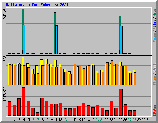 Daily usage for February 2021