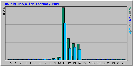Hourly usage for February 2021